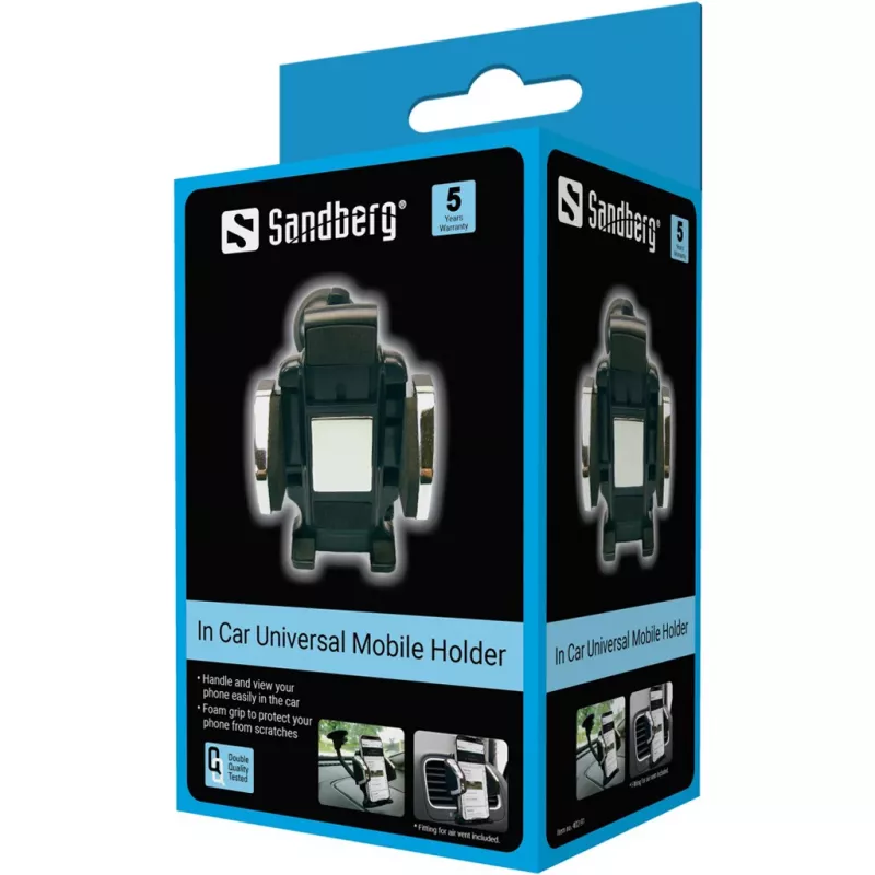 Suporte universal para telemóvel Sandberg para automóvel, telemóvel/smartphone, suporte passivo, automóvel, preto