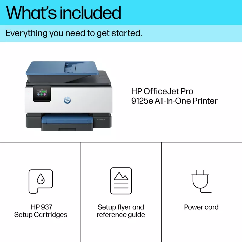 Impressora multifunções a cores sem fios HP OfficeJet Pro 9125e, Instant Ink; impressão frente e verso