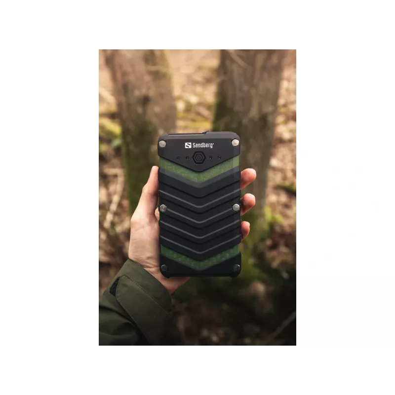 Powerbank Sandberg Survivor 20000, 20000 mAh, iões de lítio (Li-Ion), preto, verde