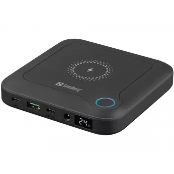 Powerbank para portátil Sandberg All-in1 24000, 24000 mAh, Quick Charge 2.0, carregamento sem fios, preto