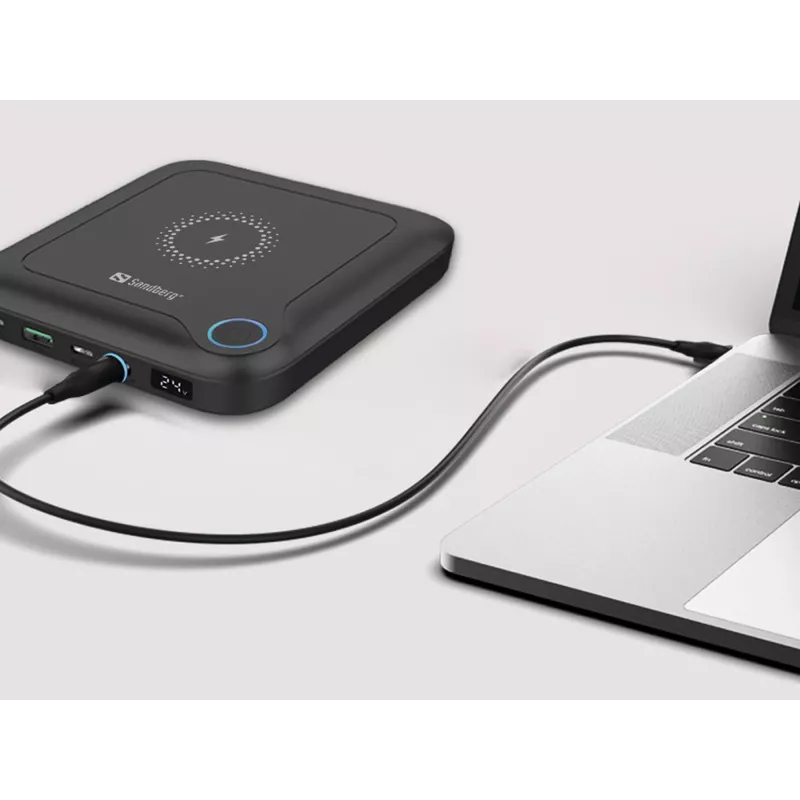 Powerbank para portátil Sandberg All-in1 24000, 24000 mAh, Quick Charge 2.0, carregamento sem fios, preto
