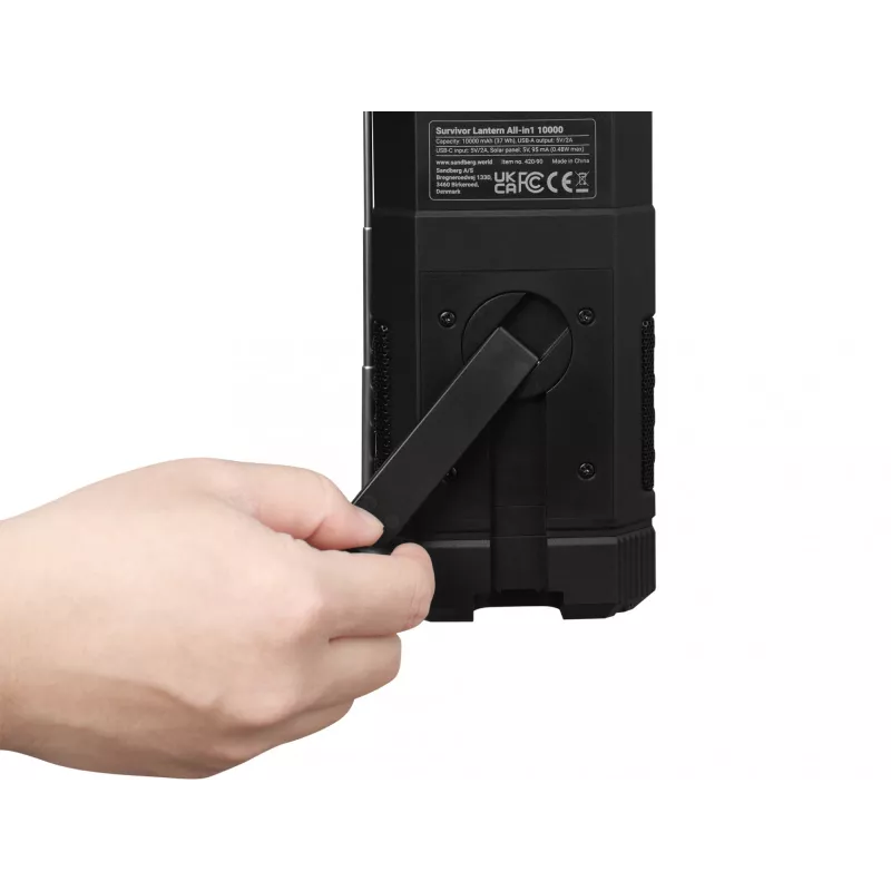 Lanterna de campismo com bateria Sandberg Survivor Lantern All-in1 10000, preto, IPX5, LED, USB C, bateria