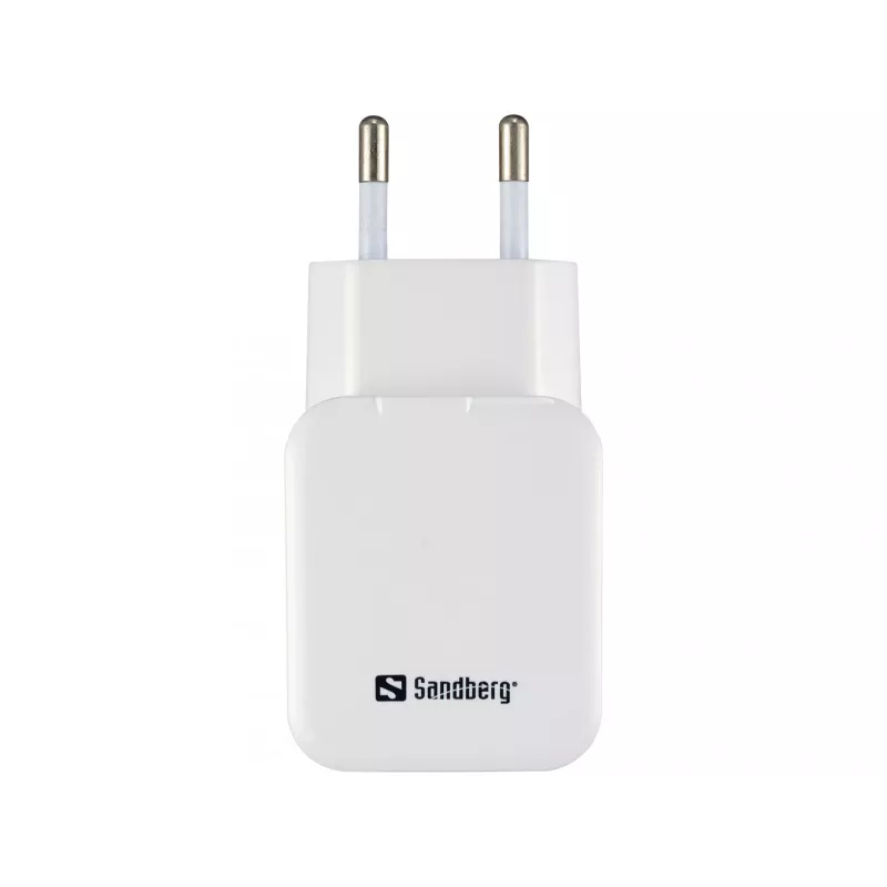 Carregador AC Sandberg Dual USB 2.4+1A EU, interior, AC, USB, 5 V, preto, branco