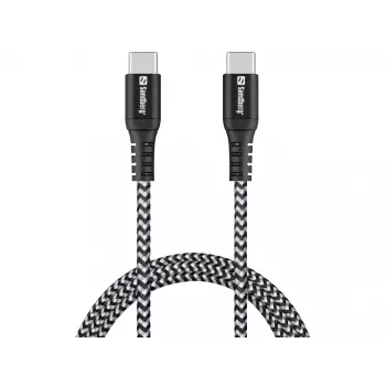 Cabo USB-C Sandberg Survivor 1M 100W, 1 m, USB C, USB C, USB 2.0, preto, cinzento