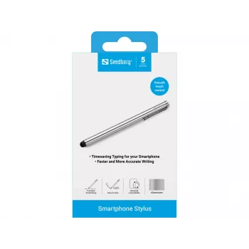 Stylus Sandberg para smartphone, telemóvel/smartphone, prateado, 5 g, 140 mm, 7 mm, 7 mm