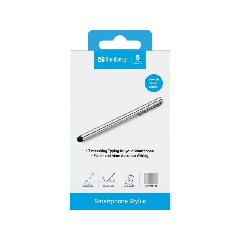 Stylus Sandberg para smartphone, telemóvel/smartphone, prateado, 5 g, 140 mm, 7 mm, 7 mm