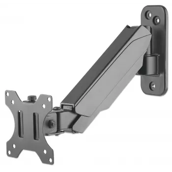 Suporte de parede Manhattan para TV e monitores (braço com mola, 2 articulações), para ecrãs de 17 polegadas a 32 polegadas, compatibilidade VESA: 75x75 mm e 100x100 mm – verifique as dimensões dos quatro orifícios de montagem na parte traseira do ecrã para garantir que encaixa, máx. 8 kg, preto, suporte, garantia vitalícia