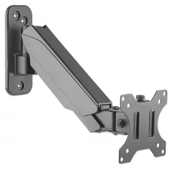Suporte de parede Manhattan para TV e monitores (braço com mola, 2 articulações), para ecrãs de 17 polegadas a 32 polegadas, compatibilidade VESA: 75x75 mm e 100x100 mm – verifique as dimensões dos quatro orifícios de montagem na parte traseira do ecrã para garantir que encaixa, máx. 8 kg, preto, suporte, garantia vitalícia