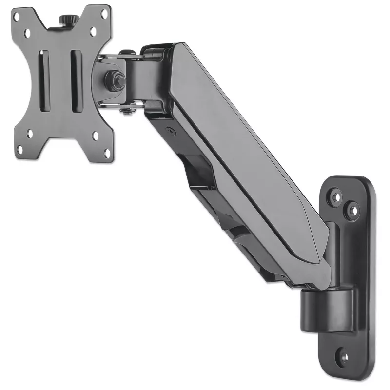 Suporte de parede Manhattan para TV e monitores (braço com mola, 2 articulações), para ecrãs de 17 polegadas a 32 polegadas, compatibilidade VESA: 75x75 mm e 100x100 mm – verifique as dimensões dos quatro orifícios de montagem na parte traseira do ecrã para garantir que encaixa, máx. 8 kg, preto, suporte, garantia vitalícia