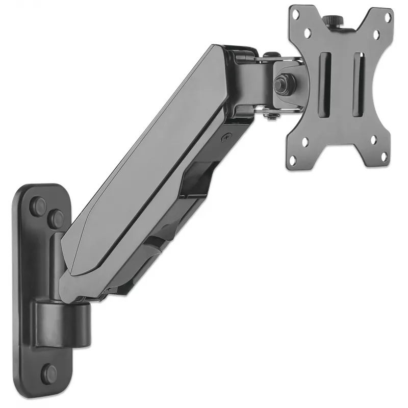 Suporte de parede Manhattan para TV e monitores (braço com mola, 2 articulações), para ecrãs de 17 polegadas a 32 polegadas, compatibilidade VESA: 75x75 mm e 100x100 mm – verifique as dimensões dos quatro orifícios de montagem na parte traseira do ecrã para garantir que encaixa, máx. 8 kg, preto, suporte, garantia vitalícia
