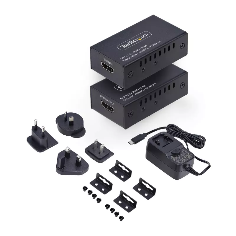 Extensor HDMI StarTech.com sobre CAT5e/CAT6, 4K 60Hz, até 200ft (60m), kit transmissor e recetor, Power over Cable, formato compacto