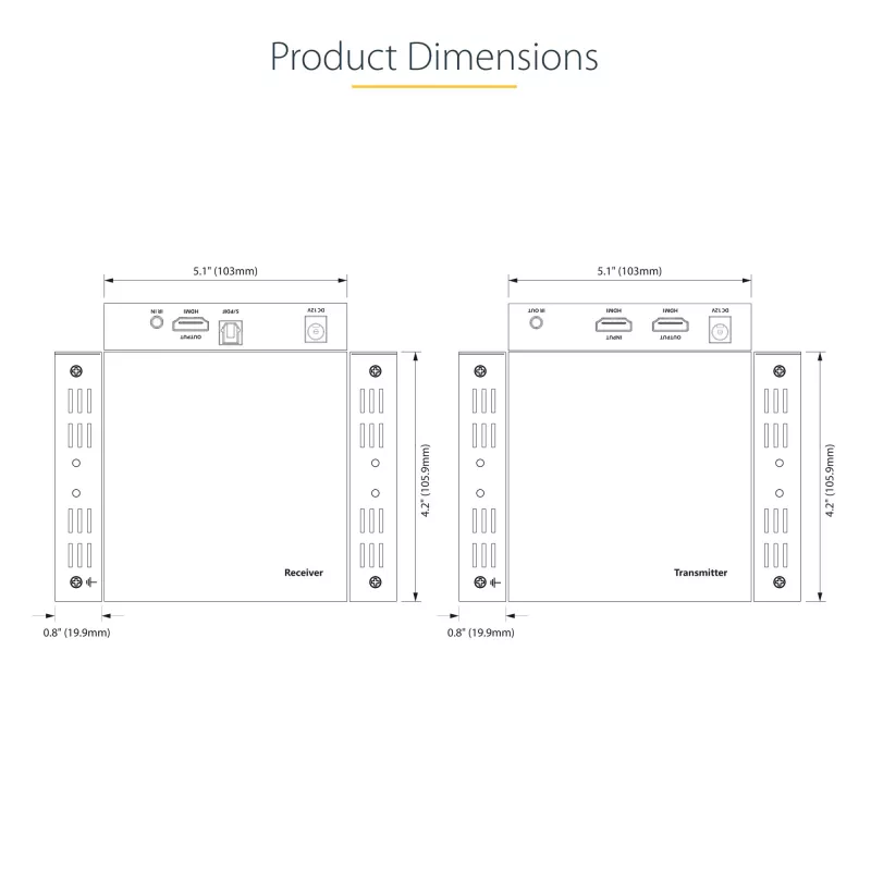 Extensor AV StarTech.com 4K70IC-EXTEND-HDMI transmissor e recetor AV preto