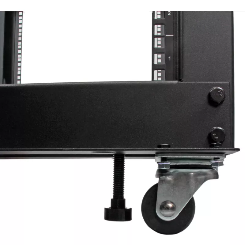 Rack de servidor móvel open-frame StarTech.com 4 postes 25U, rack de rede de 19 polegadas de quatro postes com rodas, rack rolante com profundidade ajustável para equipamento de computador/AV/dados/IT – rodas, pés niveladores ou montagem no chão
