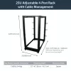 Rack de servidor móvel open-frame StarTech.com 4 postes 25U, rack de rede de 19 polegadas de quatro postes com rodas, rack rolante com profundidade ajustável para equipamento de computador/AV/dados/IT – rodas, pés niveladores ou montagem no chão
