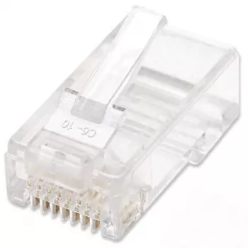 Ficha modular RJ45 Intellinet, Cat6, UTP, 2 dentes, para condutor flexível, contactos banhados a ouro 15 µ, pack de 100