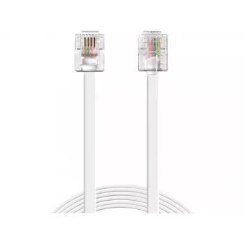 Cabo telefónico Sandberg RJ11-RJ11 5 m, 5 m, RJ11, RJ11, macho, macho, branco