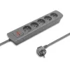Extensão de energia Qoltec 50275 1.8m 5 tomadas AC interior cinzento