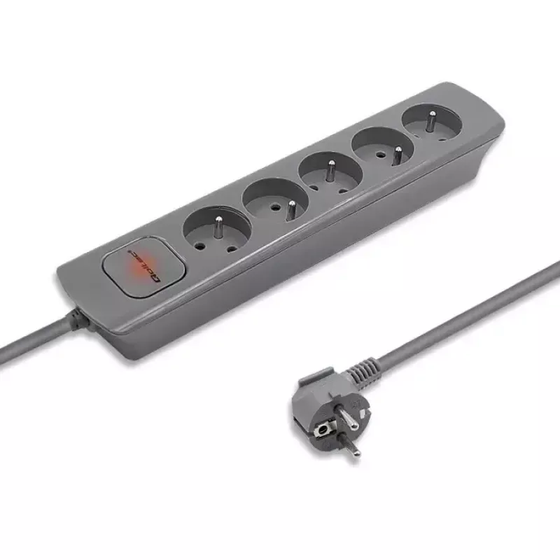 Extensão de energia Qoltec 50275 1.8m 5 tomadas AC interior cinzento
