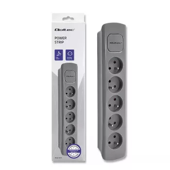 Extensão de energia Qoltec 50275 1.8m 5 tomadas AC interior cinzento