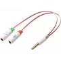 Adaptador de headset Sandberg Dual-Simples, TRS de 3,5 mm, ficha, conector fêmea, branco