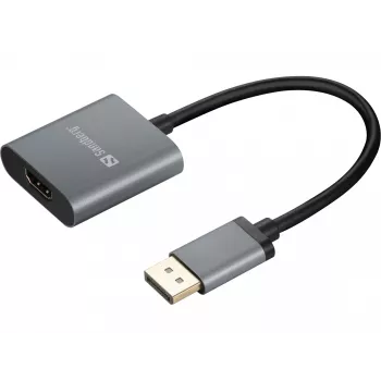Adaptador Sandberg DisplayPort 1.4 para HDMI 2.0 4K, DisplayPort, HDMI Type-A (Standard), ficha, conector fêmea, 3840 x 2160 píxeis, 6 Gbit/s