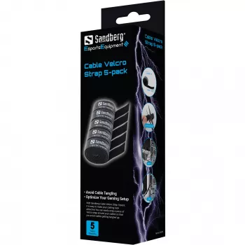 Cabo Sandberg atilho de velcro para cabos pack de 5, atilho de velcro para cabos, preto, 1000 mm, 73 g, 50 mm, 50 mm
