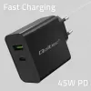 Carregador Qoltec 52378 interior carregador rápido AC 3A USB Type-C preto