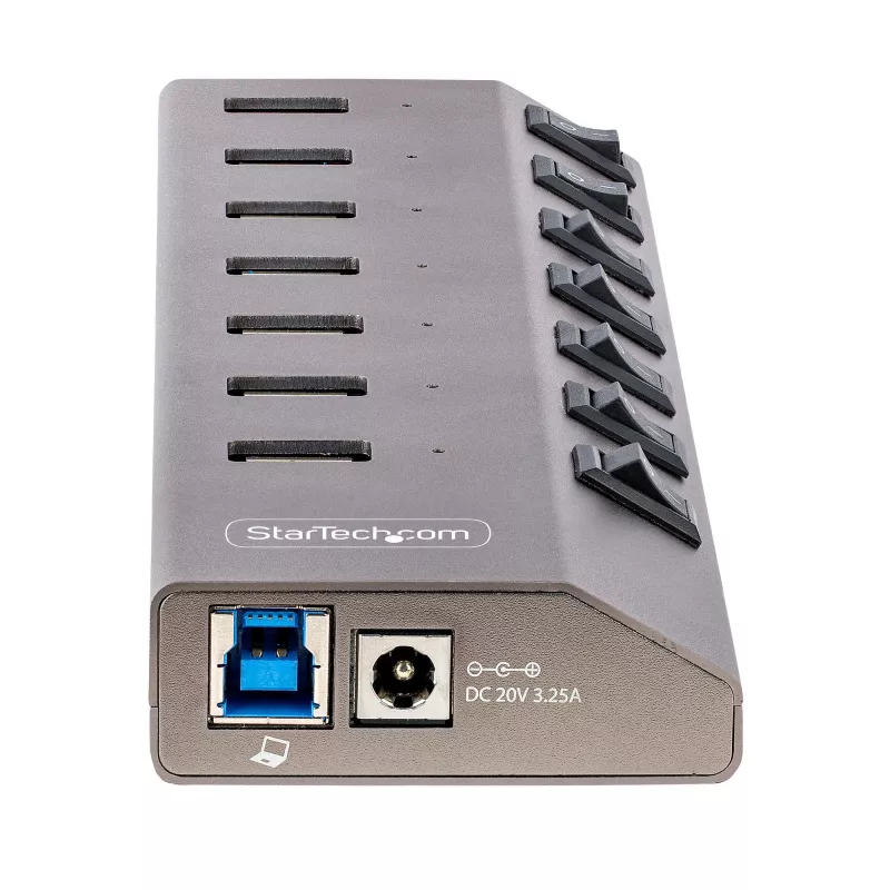 Hub USB-C de 7 portas autoalimentado StarTech.com com interruptores individuais on/off, hub de expansão USB 3.0 5Gbps com fonte de alimentação, hub USB-C para USB-A para secretária/portátil, hub USB Type-C com BC 1.2