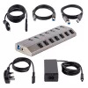 Hub USB-C de 7 portas autoalimentado StarTech.com com interruptores individuais on/off, hub de expansão USB 3.0 5Gbps com fonte de alimentação, hub USB-C para USB-A para secretária/portátil, hub USB Type-C com BC 1.2