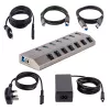 Hub USB-C de 7 portas autoalimentado StarTech.com com interruptores individuais on/off, hub de expansão USB 3.0 5Gbps com fonte de alimentação, hub USB-C para USB-A para secretária/portátil, hub USB Type-C com BC 1.2
