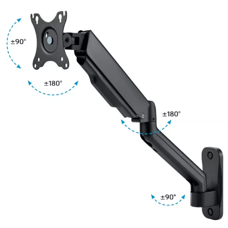 Techly ICA-LCD G112E suporte de parede giratório com mola a gás, para 1 ecrã de 17-32 polegadas (43-81,3 cm), 9 kg