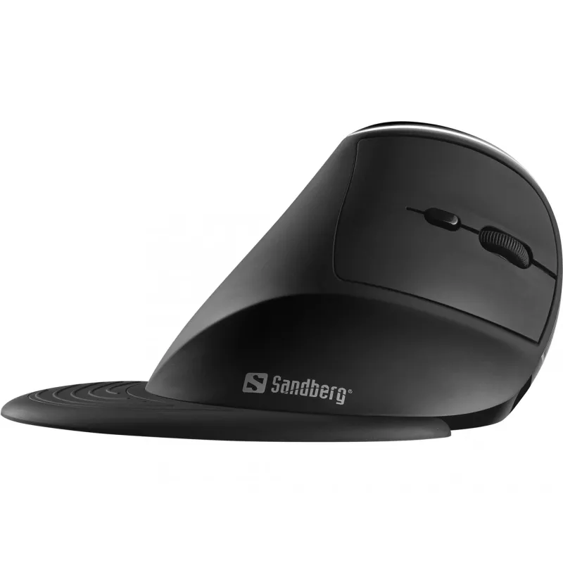 Rato vertical sem fios Sandberg Wireless Vertical Mouse Pro, destro, design vertical, ótico, RF Wireless, 1600 DPI, preto