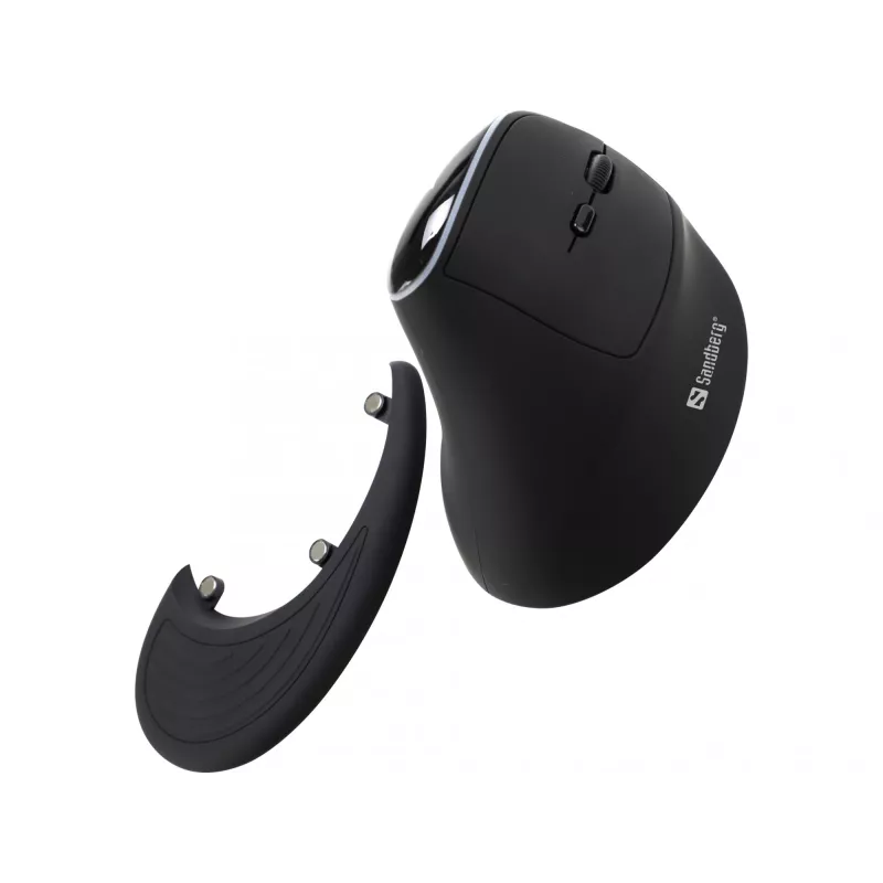 Rato vertical sem fios Sandberg Wireless Vertical Mouse Pro, destro, design vertical, ótico, RF Wireless, 1600 DPI, preto