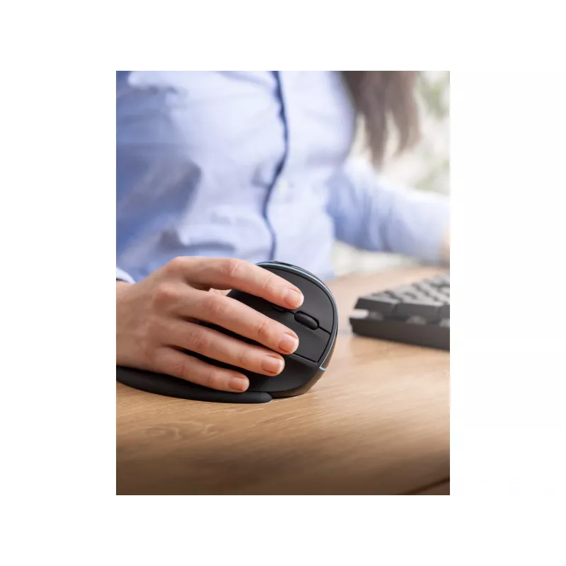 Rato vertical sem fios Sandberg Wireless Vertical Mouse Pro, destro, design vertical, ótico, RF Wireless, 1600 DPI, preto