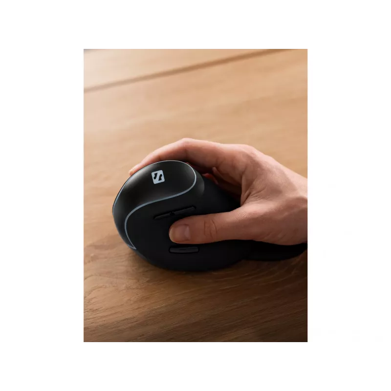 Rato vertical sem fios Sandberg Wireless Vertical Mouse Pro, destro, design vertical, ótico, RF Wireless, 1600 DPI, preto