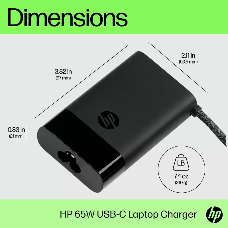Carregador para portátil HP USB-C 65W, Portátil, Interior, 90 V, 47 - 63 Hz, 65 W, 5 - 20 V