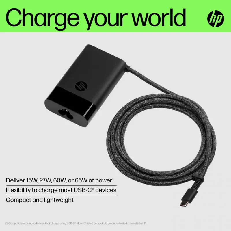 Carregador para portátil HP USB-C 65W, Portátil, Interior, 90 V, 47 - 63 Hz, 65 W, 5 - 20 V