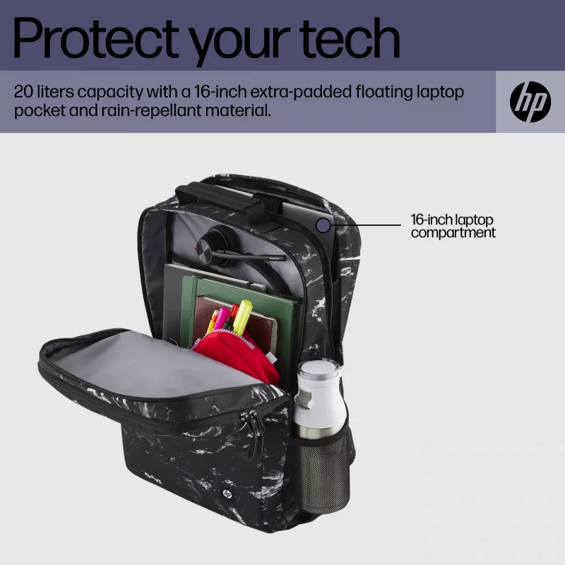 HP 7J592AA Campus XL mochila, 16 polegadas (40,6 cm), 20 l, 620 g, Marble Stone