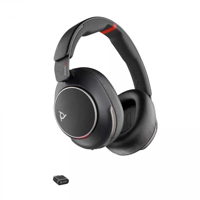 Headset HP Poly Voyager Surround 85 UC USB-C + Adaptador USB-C/A + Estação de carregamento