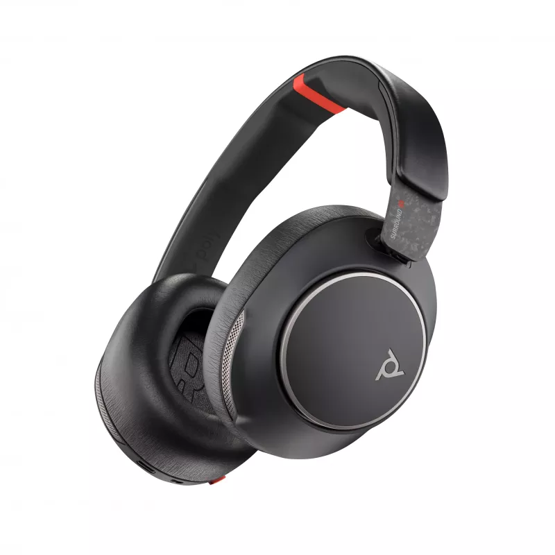 Headset HP Poly Voyager Surround 85 UC USB-C + Adaptador USB-C/A + Estação de carregamento