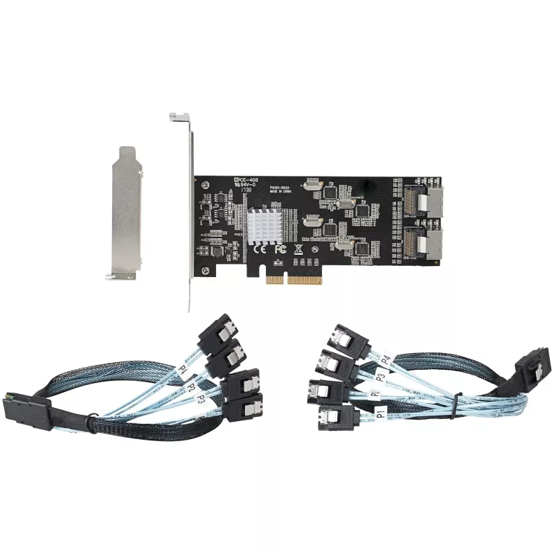 Placa SATA PCIe StarTech.com de 8 portas – Placa de expansão PCI Express 6 Gbit/s SATA com 4 controladores host – Placa controladora SATA PCIe – PCI-e x4 Gen 2 para SATA III – SATA HDD/SSD