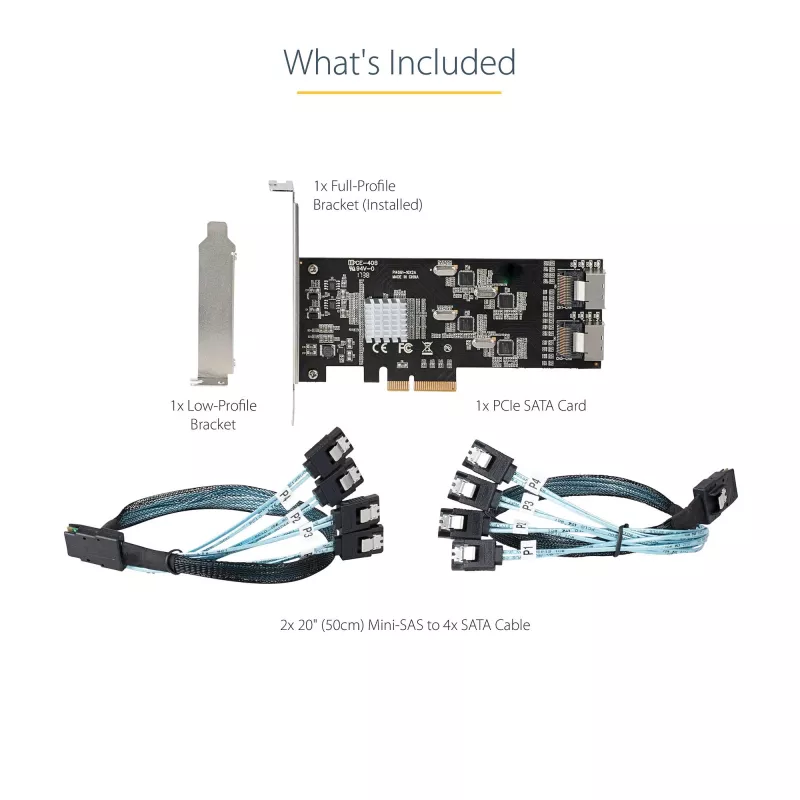Placa SATA PCIe StarTech.com de 8 portas – Placa de expansão PCI Express 6 Gbit/s SATA com 4 controladores host – Placa controladora SATA PCIe – PCI-e x4 Gen 2 para SATA III – SATA HDD/SSD