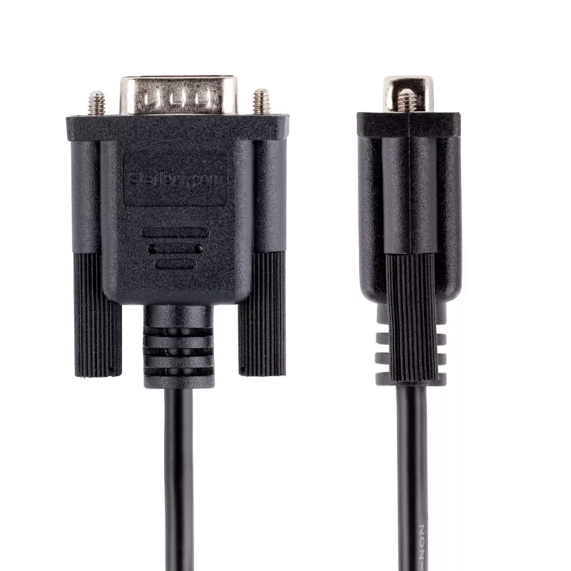 Cabo serial null modem RS232 StarTech.com 3m, cabo serial crossover com blindagem Al-Mylar, cabo serial DB9 porta COM fêmea para macho, compatível com dispositivos DTE, Preto, F/M