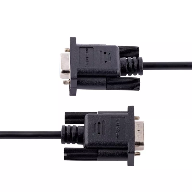 Cabo serial null modem RS232 StarTech.com 3m, cabo serial crossover com blindagem Al-Mylar, cabo serial DB9 porta COM fêmea para macho, compatível com dispositivos DTE, Preto, F/M