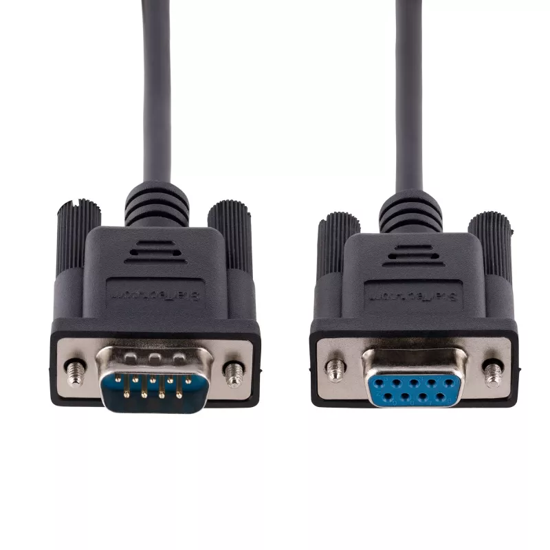Cabo serial null modem RS232 StarTech.com 3m, cabo serial crossover com blindagem Al-Mylar, cabo serial DB9 porta COM fêmea para macho, compatível com dispositivos DTE, Preto, F/M