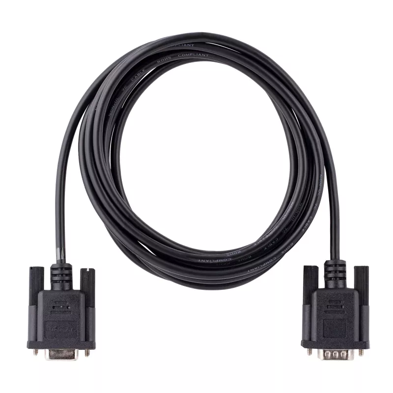 Cabo serial null modem RS232 StarTech.com 3m, cabo serial crossover com blindagem Al-Mylar, cabo serial DB9 porta COM fêmea para macho, compatível com dispositivos DTE, Preto, F/M