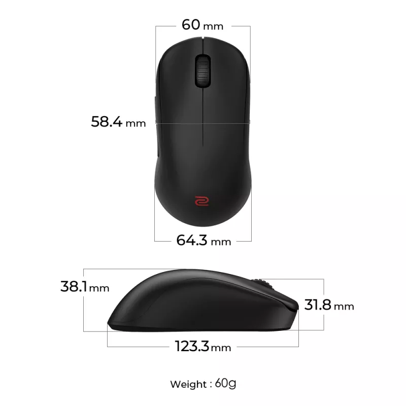 Rato ZOWIE U2-DW Gaming destro RF Wireless 3200 DPI