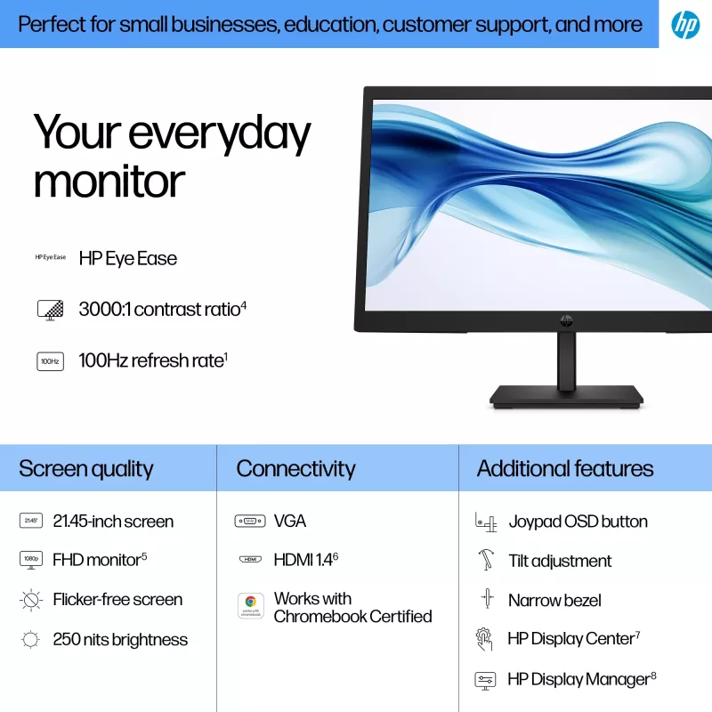 Monitor HP Series 3 Pro 21,45 polegadas FHD - 322pv, 54,5 cm (21,4