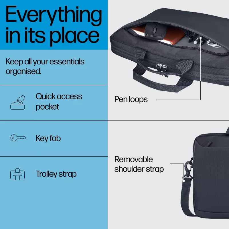 HP A08KGAA Everyday mala para portátil de 14 polegadas, 35,8 cm (14,1 polegadas), poliéster, Odyssey cinzenta