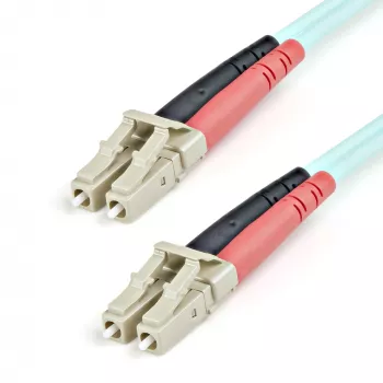 Cabo de fibra ótica multimodo LC/UPC para LC/UPC OM3 StarTech.com 1m (3ft), cabo de fibra ótica zipcord full duplex 50/125µm, 100G, baixa atenuação de inserção, cabo de patch de fibra LSZH